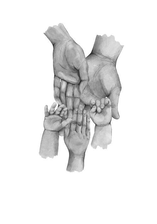 Far, mor & 3 barn - Familieplakat